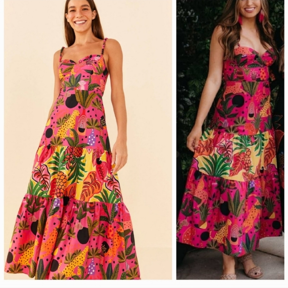 Farm Rio Pink Leopard  Maxidress